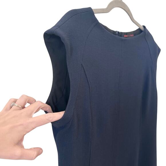 Nina Mclemore Double Face 100% Wool Crepe Dress Navy Blue Size 14 - Picture 4 of 8